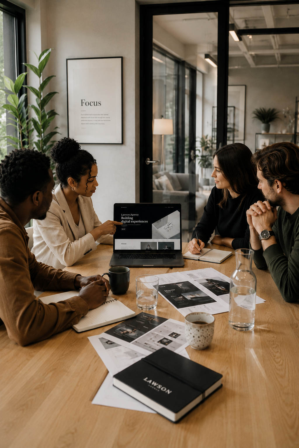 Réunion client avec plusieurs collaborateurs